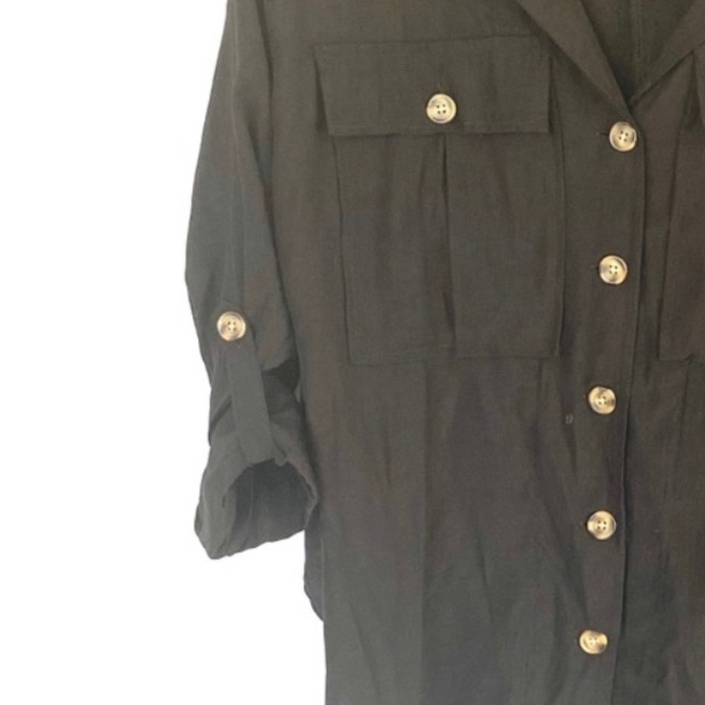 Black Button Down Safari Top - Picture 3 of 3